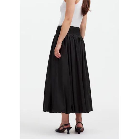 NWT Madewell Poplin Smocked Bubble Midi Skirt True Black Size XXS - Picture 2 of 8